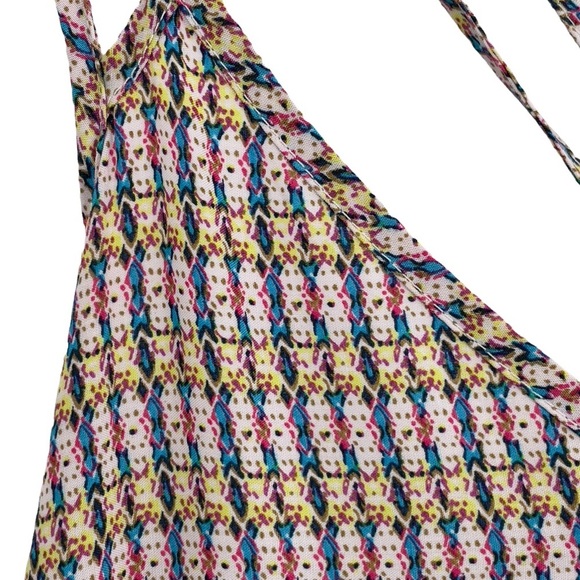 GAP Maxi Dress Tie Waist Sleeveless V-Neck Pockets Mixed Print Rayon Pink | Sz M - Picture 11 of 14